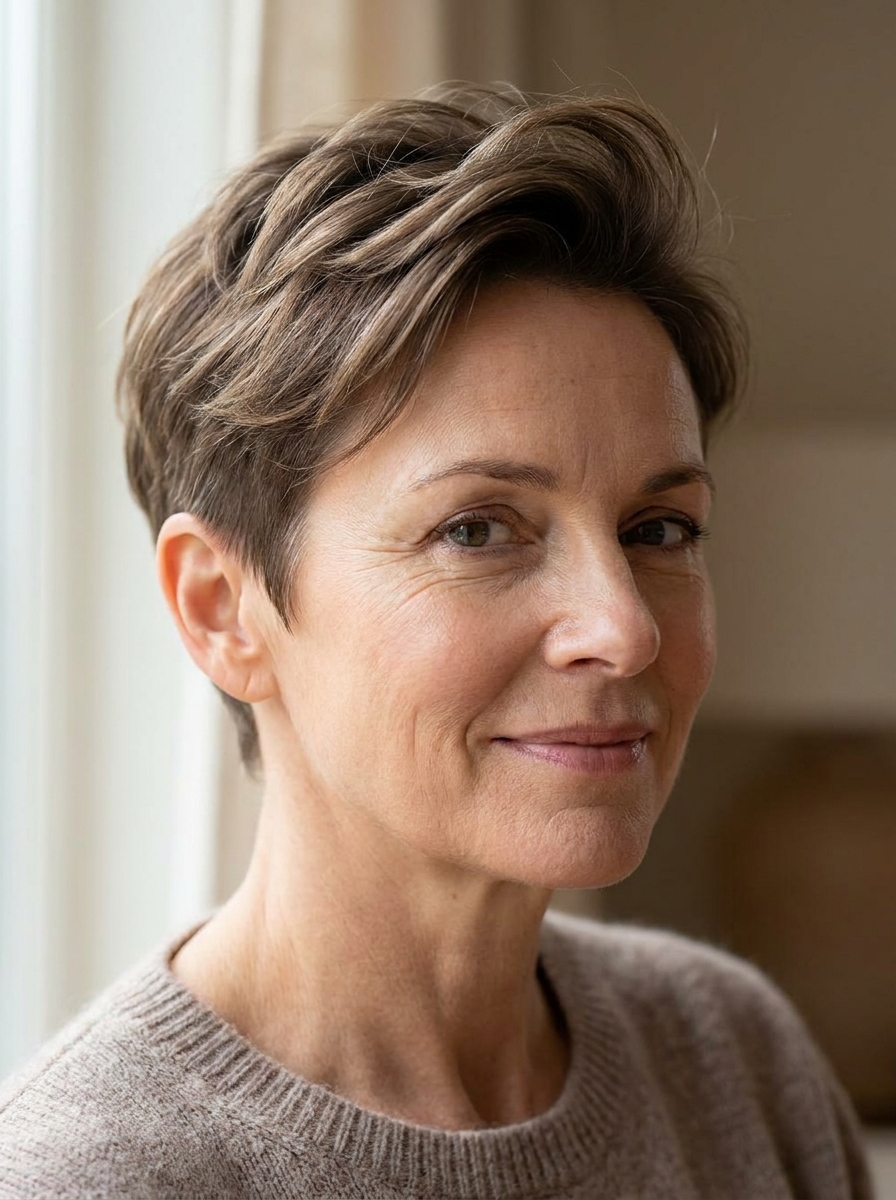 Voluminöser Short Crop als Frisuren für kurze Haare ab 50 Inspiration 2026